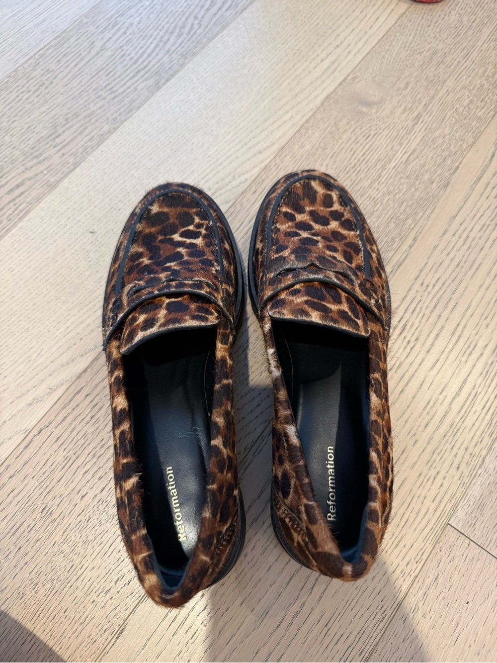Reformation Leopard-Print Chunky Loafers